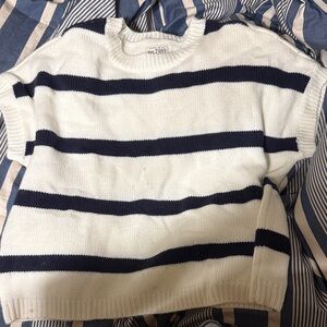 Striped White and Navy Sweater